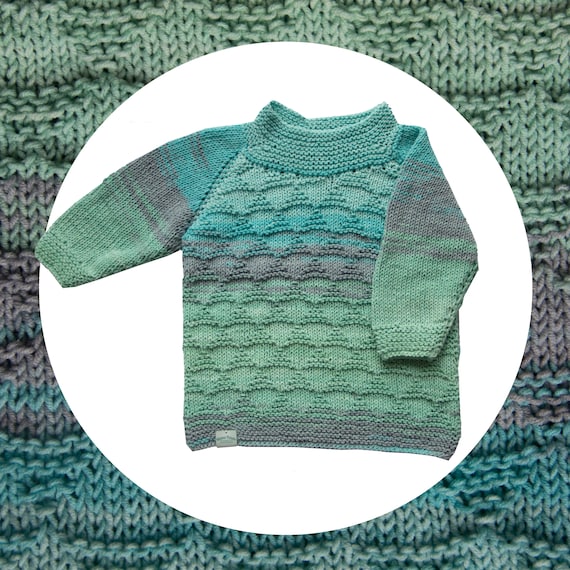 Gradient Sea hand made sweater for childrenGradient Marine Color Hand Knitted Kids Sweater Gradient Sea hand made sweater for childrenGradient Marine Color Hand Knitted Kids Sweater