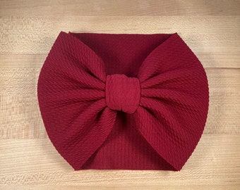 Maroon Bow Headwrap | Christmas Oversized Baby Bow Headwrap | Large Bow Headband | Baby Girl | Red Baby Bow | Big Bow | Baby Shower Gift