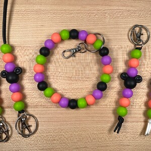 Halloween Silicone Bead Lanyard | Teacher Lanyard | Silicone Bead Keychain | Mama Wristlet | Silicone Keychain Wristlet | Silicone Bracelet