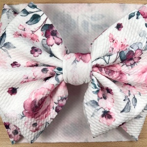 Oversized Baby Headwrap | Big Bow Headband | Rose Floral Bow Headwrap | Rose Baby Girl Bow | Large Bow Headband | Baby Shower Gift