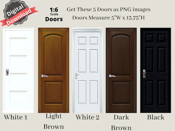 DIGITAL DOWNLOAD 5 Dollhouse DOORS 1:6 Scale Doors for | Etsy