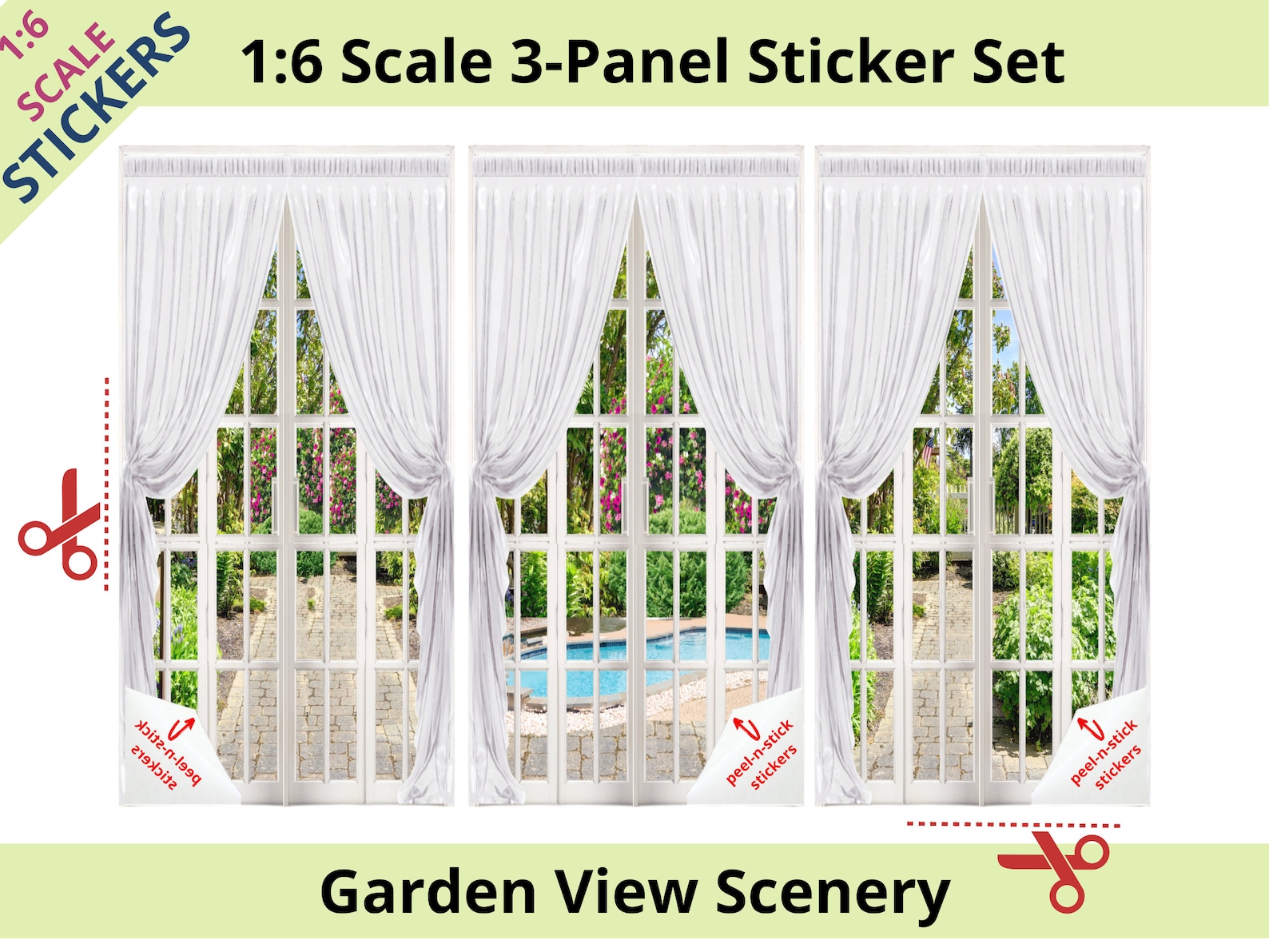 STICKERS 16 Scale 3 Panel Garden Patio Door STICKER SET for Etsy