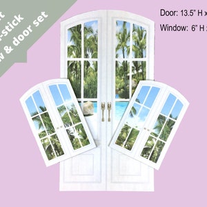 1:6 Scale Whitewash French Door and Windows Sticker Set