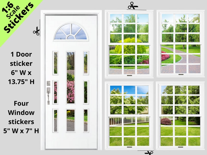 6 Inch Window Sticker 1:6 Scale White Windows and Door Sticker Set - Etsy