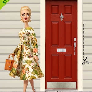 DOORS ONLY 1:6 Scale STICKERS, 10 Exterior Doors of Various Colors and Styles For 11.5&quot; Tall Dolls Diorama, Room Box, or Dollhouse