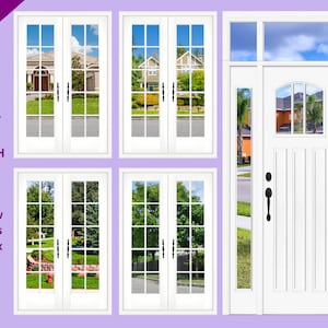 1:6 Scale White Windows and Door with Sidelights Sticker Set