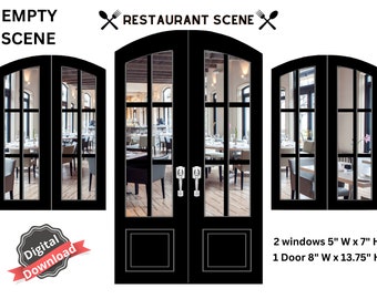 DIGITAL FILES 1:6 Scale EMPTY Restaurant Window and Door Prints