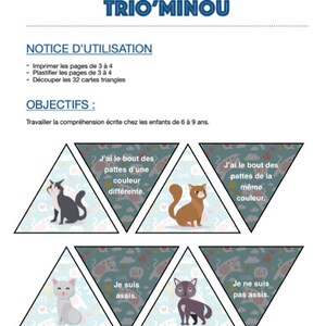 TRIO'MINOU : Compréhension écrite pour les enfants à partir du CP
