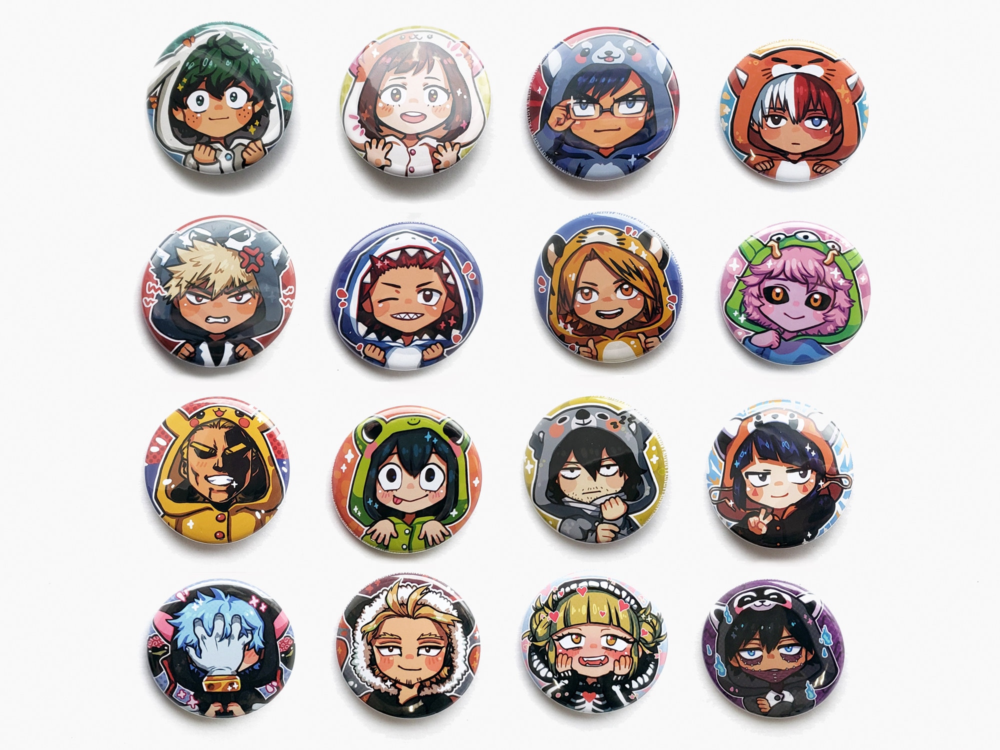 Anime Hero Kigurumi 1.5" Kawaii Cute Pinback Buttons