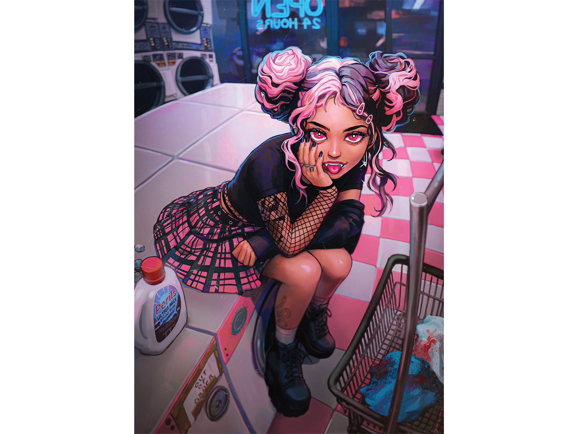 Midnight Laundromat - Vampire Punk Pink E-Girl Aesthetic Monster Girl…