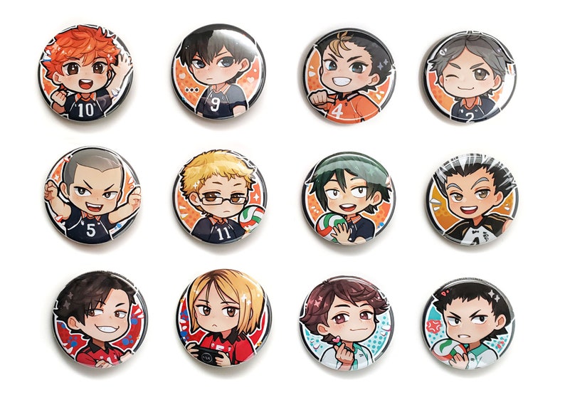 Volleyball Boys!! Anime 1.5' Pinback Buttons 