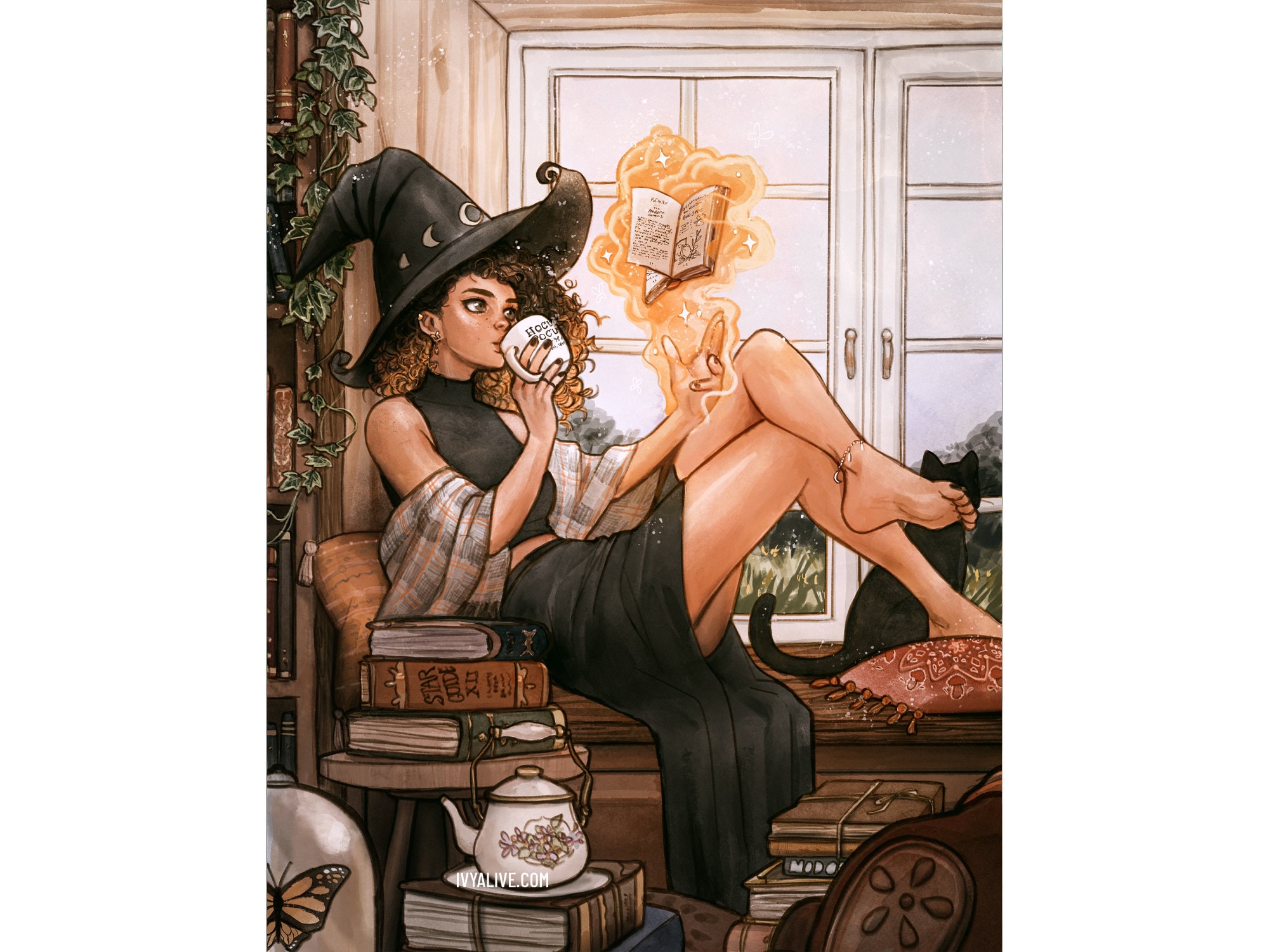 Warm Witch - Nerdy Cozy Orange Cute Halloween Aesthetic Art Print