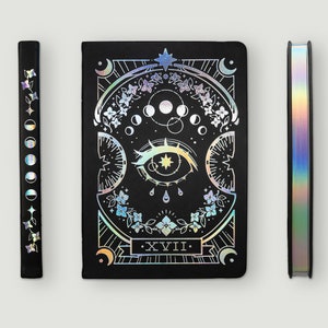 Carnets à couverture rigide Holo Star - Papier A5 quadrillé 100 g - Carnet de tarot avec feuille holographique