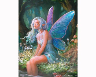 Light Catcher - Magical Fairy Forest Beautiful Aesthetic Green Art Print, Fairy Gift, Cottagecore