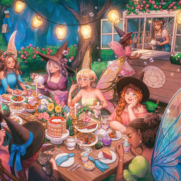 Enchanting Brew - Cute Cottagecore Fairy Witch Teaparty Magical Forest Children's Art Print
