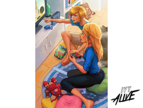 Casual Cute Gamer Anime Couple Poster Wall Print Postcard - Etsy Norway Casual Cute Gamer Anime Couple Poster Wall Print Postcard - Etsy Norway