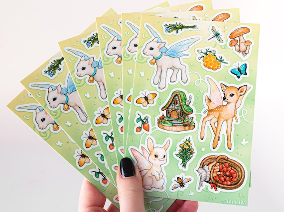 Cute Animal Cottagecore Stickers Colorful Waterproof Matte Vinyl