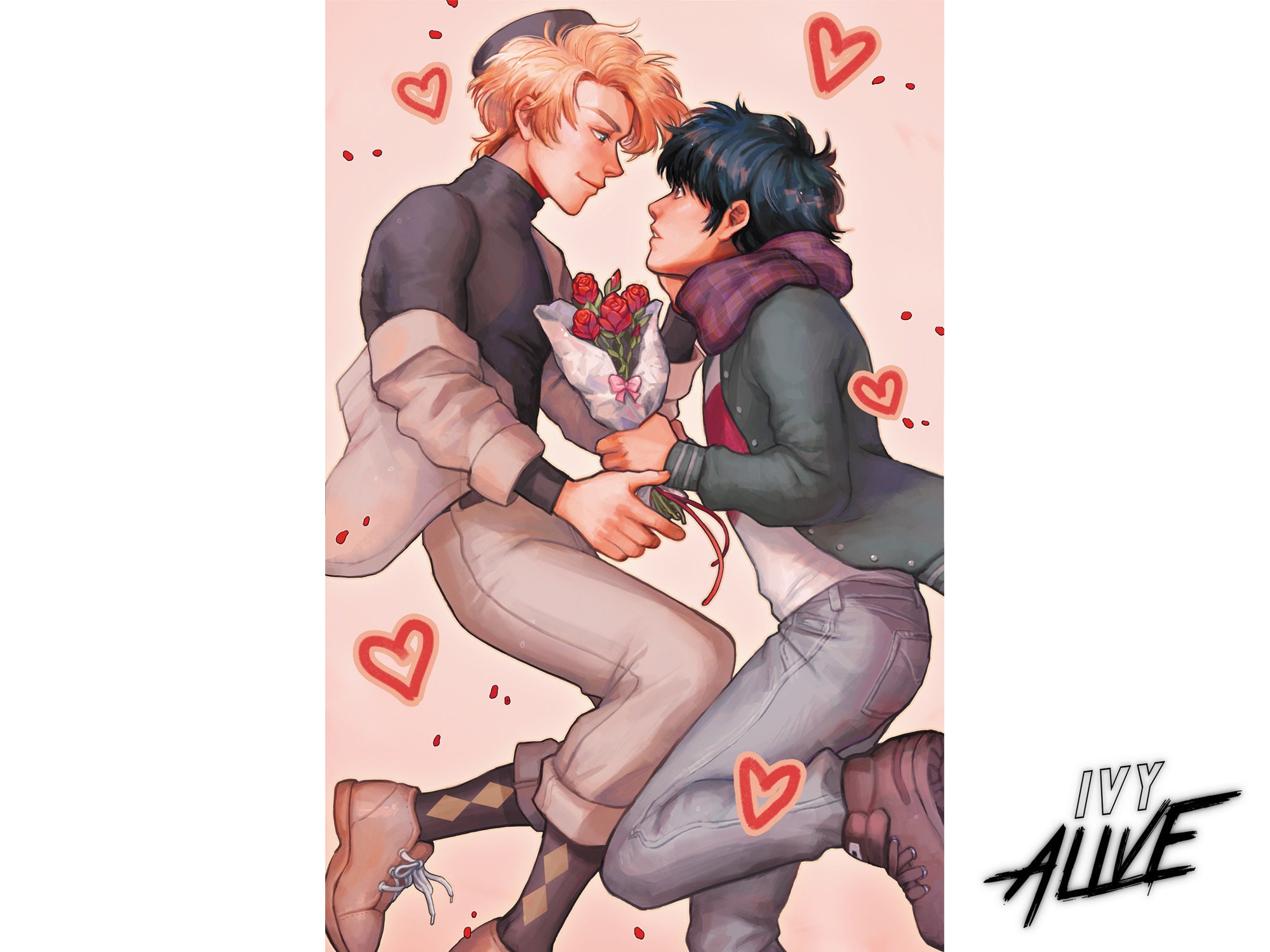 Valentine's Special Boy's Love Anime Pink Aesthetic Art Print