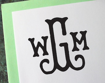 Vintage Monogram Stamp - Wedding - Save the Date - Personalized Gift - Housewarming - Wood stamp - Custom - Self Inking - Initials - Maker