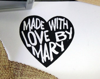 Custom Maker Stamp, Made with Love - Heart - Crafter - Etsy Maker - Personalized Gift - Artisan Made - Wood stamp - Custom - Self Inking