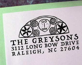 Custom Address Stamp, Gravestone Rubbing - Gothic - Memento Mori - Personalized Gift - Housewarming - Save the Date - Christmas - Halloween
