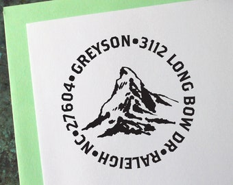 Custom Address Stamp, Mountain Peak - Personalized Gift - Housewarming - Wedding Invitations - Save the Date - Christmas Cards - Self Inking