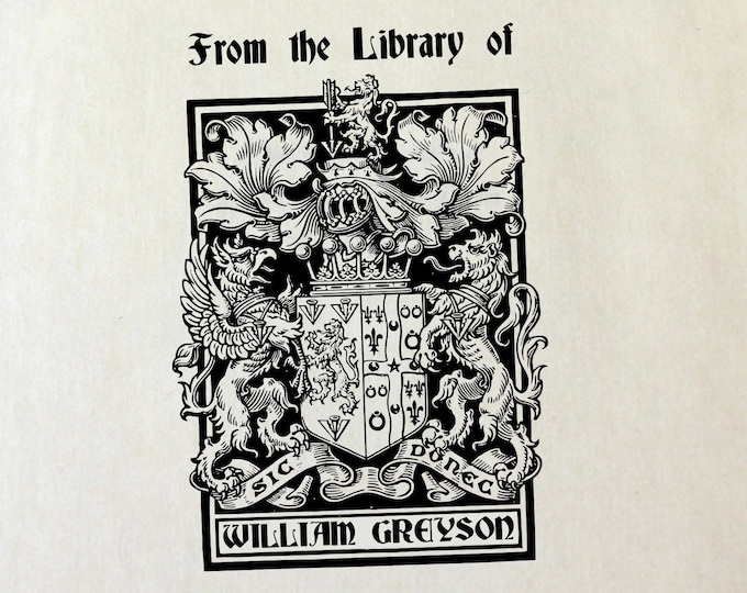 Ex Libris Bookplate Stamp - Medieval Coat of Arms - Perfect Gift Book Lover - Library - Teacher - Custom - Wedding - Christmas - Graduation