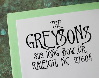 Nightmare Before Christmas Return Address Stamp - Personalized Gift - Housewarming - Wedding - Save the Date - Halloween - Gothic - Holiday