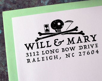 Address Stamp, Gravestone Rubbing - Custom Personalized Gift - Gothic - Housewarming - Wedding - Save the Date - Christmas - Halloween