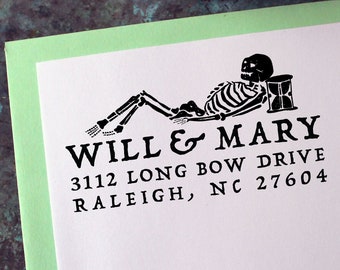 Address Stamp, Gravestone Rubbing - Custom Personalized Gift - Gothic - Housewarming - Wedding - Save the Date - Christmas - Halloween