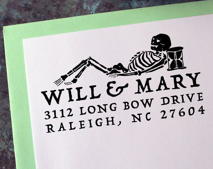 Address Stamp, Gravestone Rubbing - Custom Personalized Gift - Gothic - Housewarming - Wedding - Save the Date - Christmas - Halloween