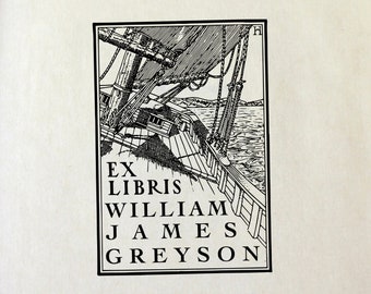 Ex Libris Bookplate Stamp - Ship Sailor Nautical - Perfect Gift Book Lover - Library - Teacher - Custom - Wedding - Christmas - Graduation