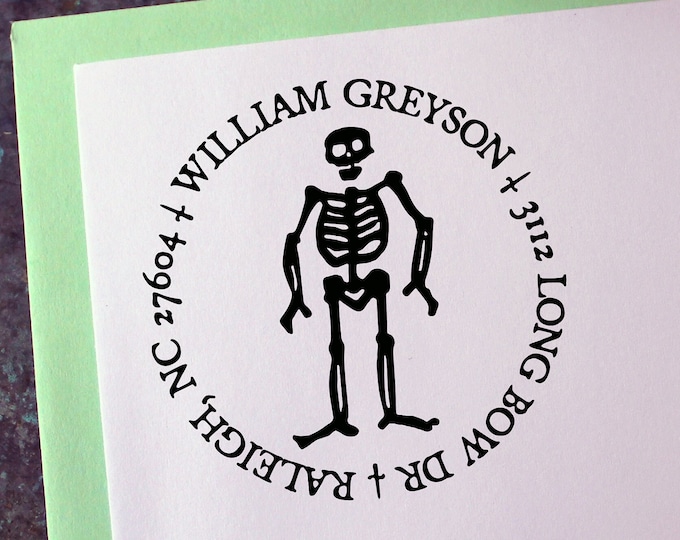 Custom Address Stamp, Pirate Flag - Edward Ned Low - Gothic - Personalized Gift - Housewarming - Save the Date - Christmas - Halloween