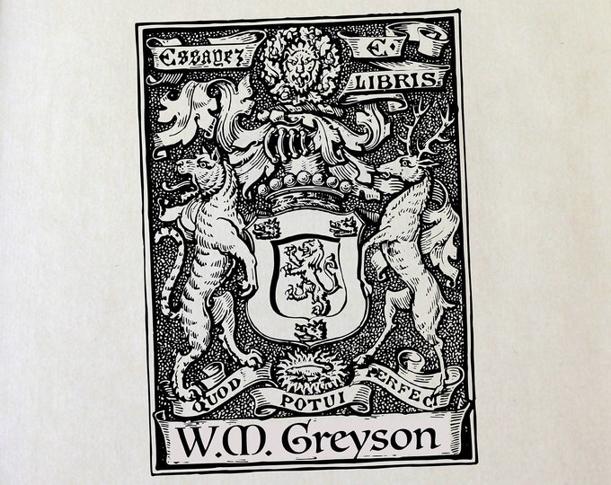 Ex Libris Bookplate Stamp - Medieval Coat of Arms - Perfect Gift Book Lover - Library - Teacher - Custom - Wedding - Christmas - Graduation