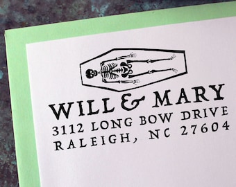 Address Stamp, Gravestone Rubbing - Custom Personalized Gift - Gothic - Housewarming - Wedding - Save the Date - Christmas - Halloween