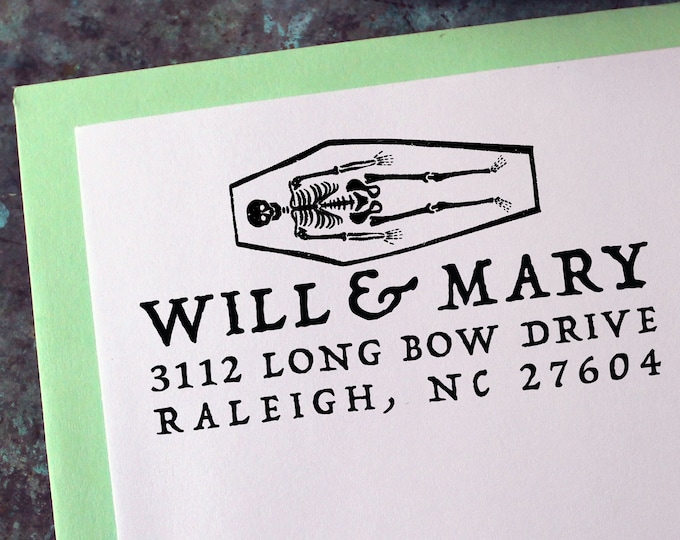 Address Stamp, Gravestone Rubbing - Custom Personalized Gift - Gothic - Housewarming - Wedding - Save the Date - Christmas - Halloween