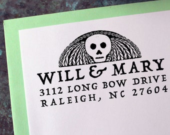 Address Stamp, Gravestone Rubbing - Custom Personalized Gift - Gothic - Housewarming - Wedding - Save the Date - Christmas - Halloween