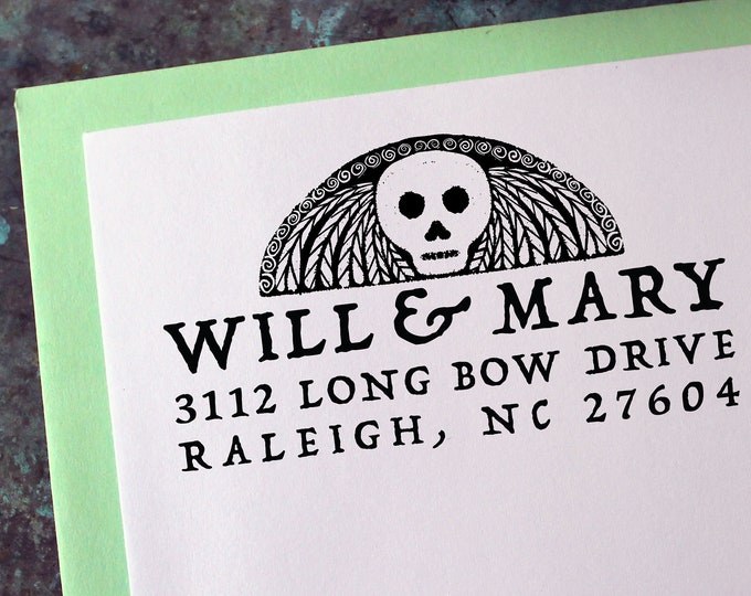 Address Stamp, Gravestone Rubbing - Custom Personalized Gift - Gothic - Housewarming - Wedding - Save the Date - Christmas - Halloween