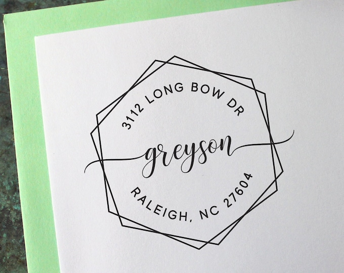 Custom Address Stamp, Hexagon - Personalized Gift - Housewarming - Wedding Invitations - Save the Date - Christmas Cards - Self Inking