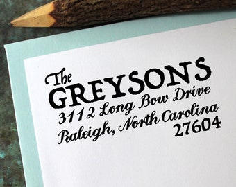 Newlywed Holiday Self Inking Personalized Gift Christmas Evergreen Tree Return Address Stamp Wedding Custom Housewarming