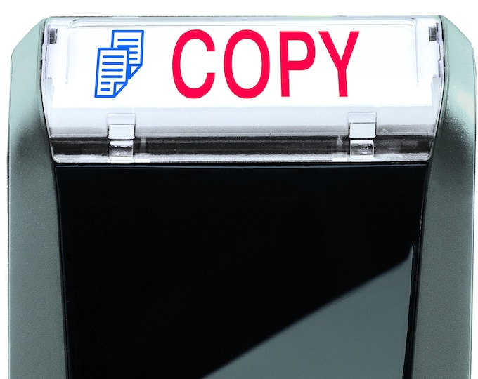 COPY Self-Inking Business Stamp, 47x18mm, 3/4"x1 7/8", 2 Colors Red and Blue, Trodat Printy 4912