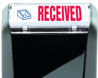 RECEIVED Self-Inking Business Stamp, 47x18mm, 3/4"x1 7/8", 2 Colors Red and Blue, Trodat Printy 4912
