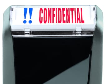 CONFIDENTIAL Self-Inking Business Stamp, 47x18mm, 3/4"x1 7/8", 2 Colors Red and Blue, Trodat Printy 4912