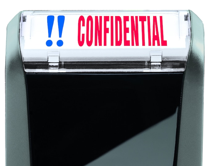CONFIDENTIAL Self-Inking Business Stamp, 47x18mm, 3/4"x1 7/8", 2 Colors Red and Blue, Trodat Printy 4912