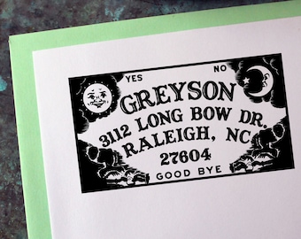 Custom Address Stamp, Ouija Board - Personalized Gift - Housewarming - Wedding - Save the Date - Halloween - Gothic - Occult - Holiday