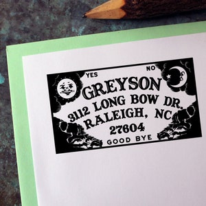 Custom Address Stamp, Ouija Board - Personalized Gift - Housewarming - Wedding - Save the Date - Halloween - Gothic - Occult - Holiday