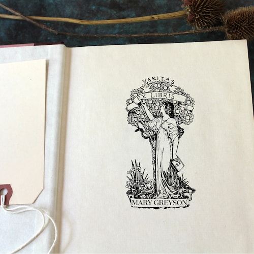 Ex Libris Bookplate Stamp - Eve Picking Apple - Perfect Gift for Book Lover - Library - Teacher - Custom - Wedding - Christmas - Graduation