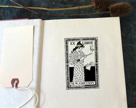Ex Libris Bookplate Stamp - Victorian Woman - Perfect Gift for Book Lover - Library - Teacher - Custom - Wedding - Christmas - Graduation