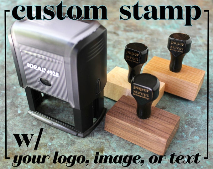 Custom Rubber Stamp - Logo Stamp - Business Branding - Return Address - Wedding - Business Card - Personalized text or image - Self Inking