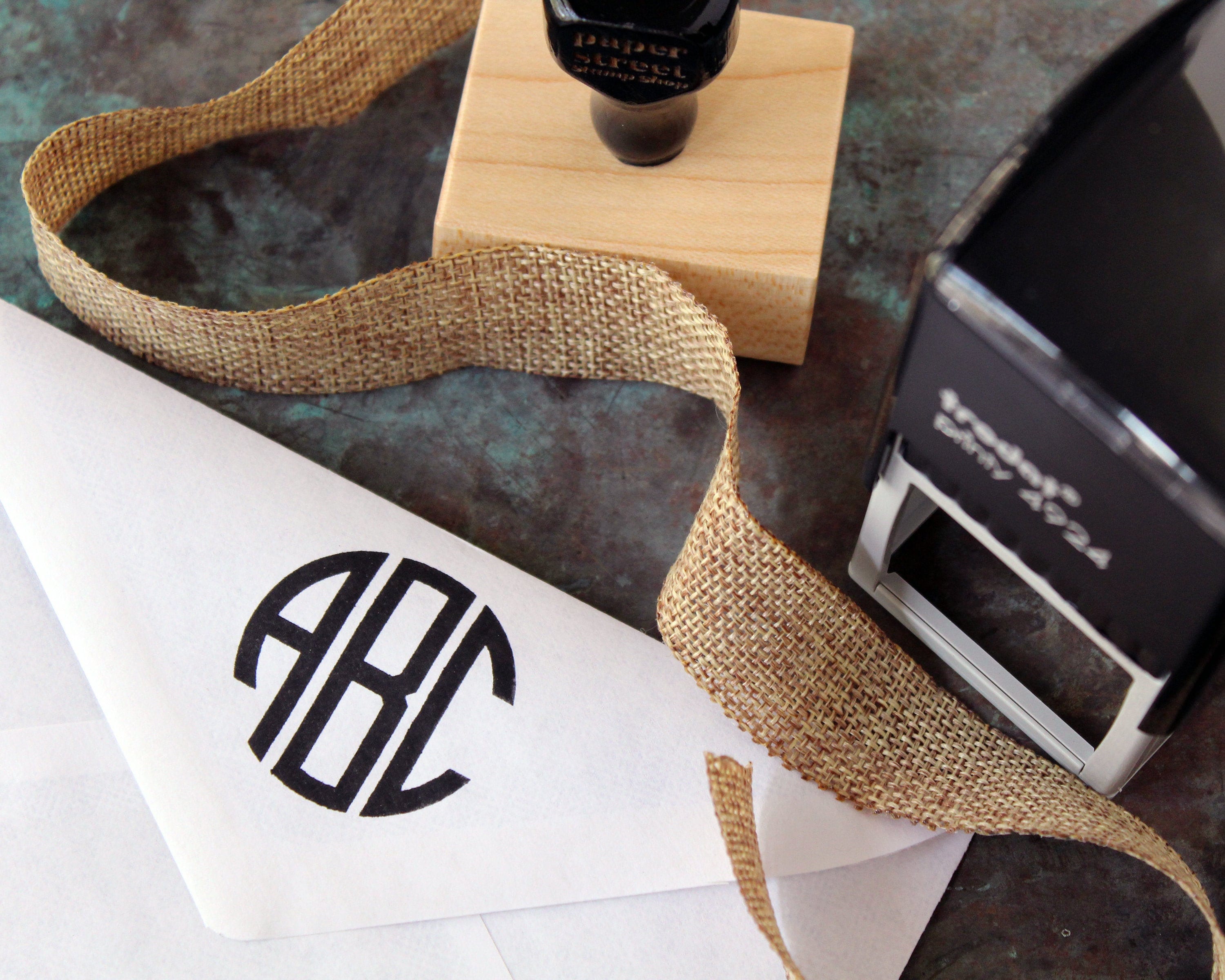 personalized round wooden stamp Monogram wedding stamp